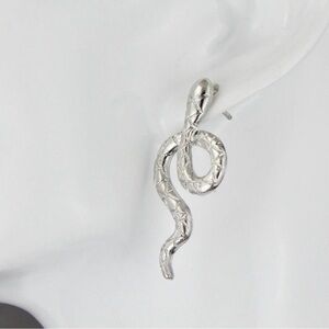 3/$18 Silver Snake Drop Earrings
